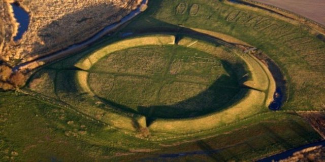 This Trelleborg ring fortress was probably constructed toward the end of the 10th century AD. It is associated with Harald Bluetooth's attempt to strengthen royal power among the Danes. The fort is on